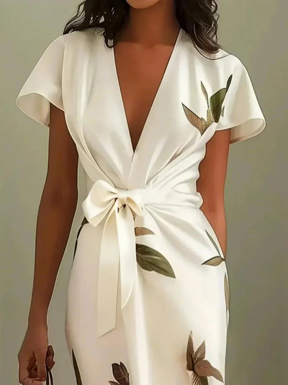 MADISON | Robe Midi Wrap Botanique pour une Élégance Intemporelle