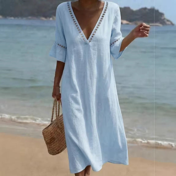 ELARA | Robe Maxi Aérée Confort Flatteur Style Côtier