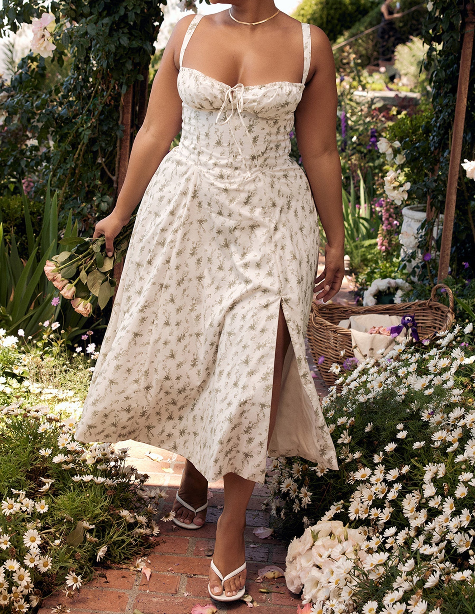 Robe Chemise Zigzag avec Imprimé de Roses