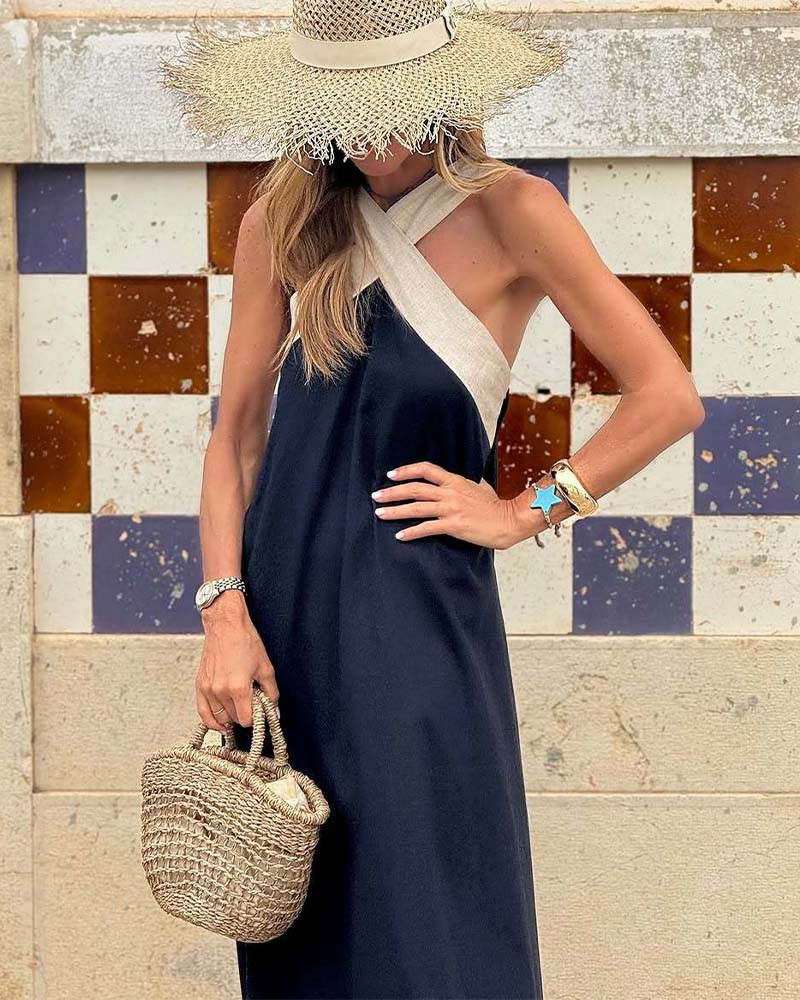 SIENNA | Robe Élégante avec Dos Exposé et Col à la Mode