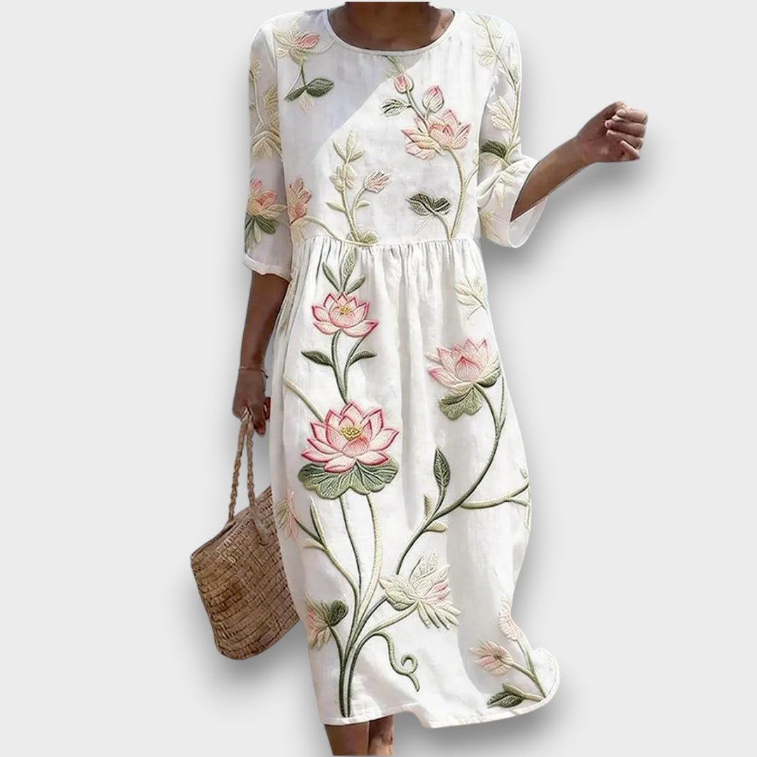 Kayla | Robe avec Imprimé de Plantes et de Fleurs