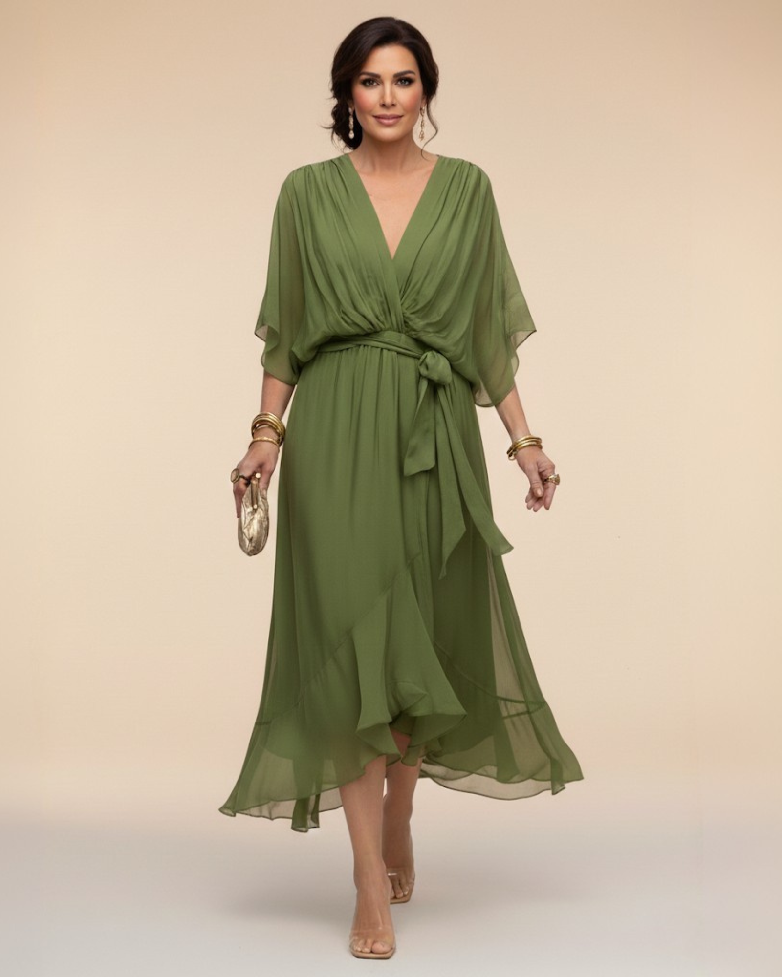 Julieta | Robe en chiffon décolleté en V