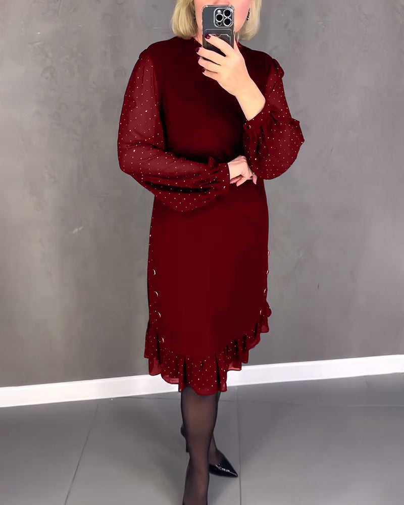 ELIANA | Robe Élégante avec Manches Transparentes et Coupe Flatteuse pour les Occasions d'Automne