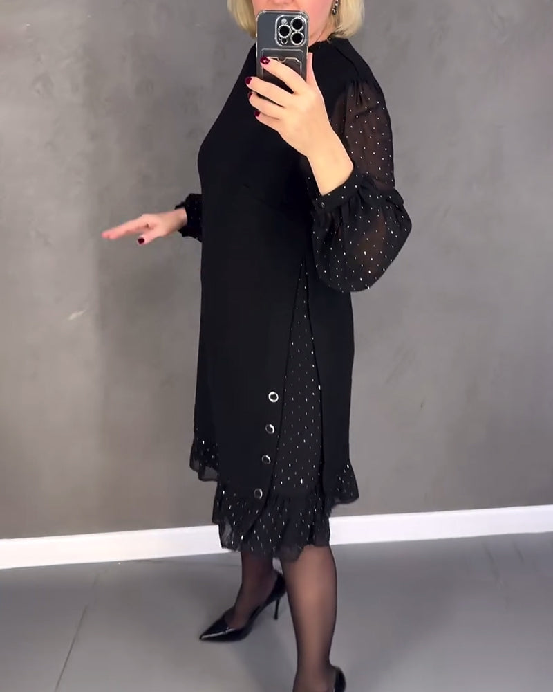 ELIANA | Robe Élégante avec Manches Transparentes et Coupe Flatteuse pour les Occasions d'Automne