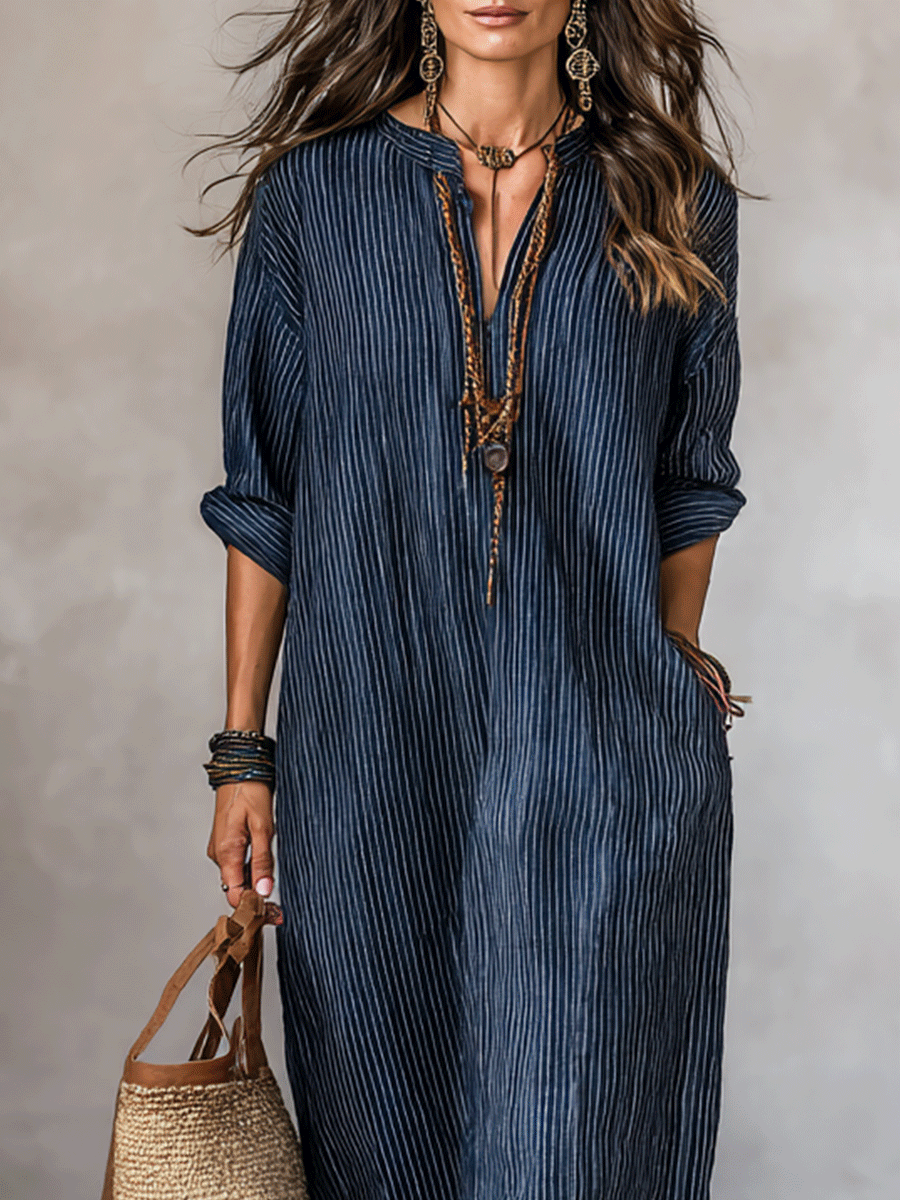 Robe maxi ample indigo de style nomade