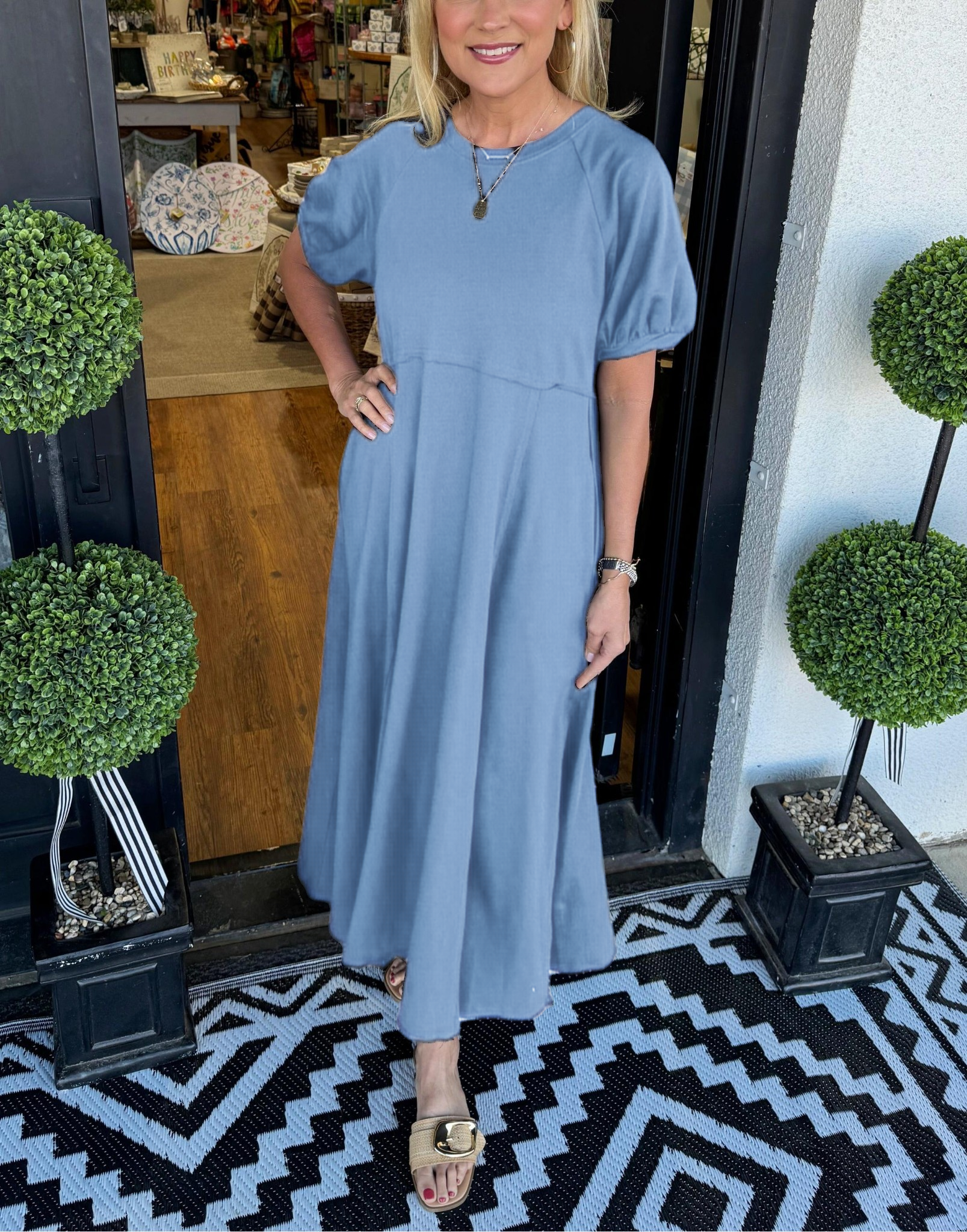 ODETTE | Robe Maxi à Manches Bouffantes pour une Grâce et un Confort Flatteurs