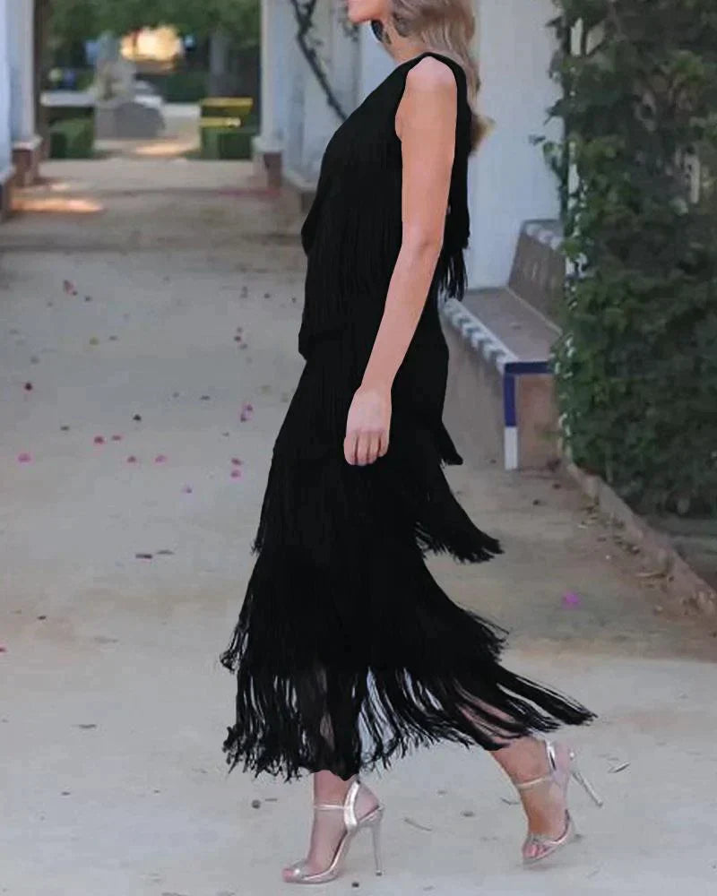 Lauren | Robe Élégante et Raffinée avec Franges