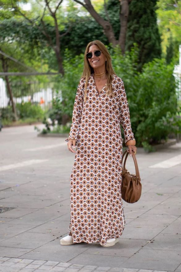 GABRIELLA | Robe Longue avec Imprimé Géométrique et Coupe Élégante pour Toutes les Occasions