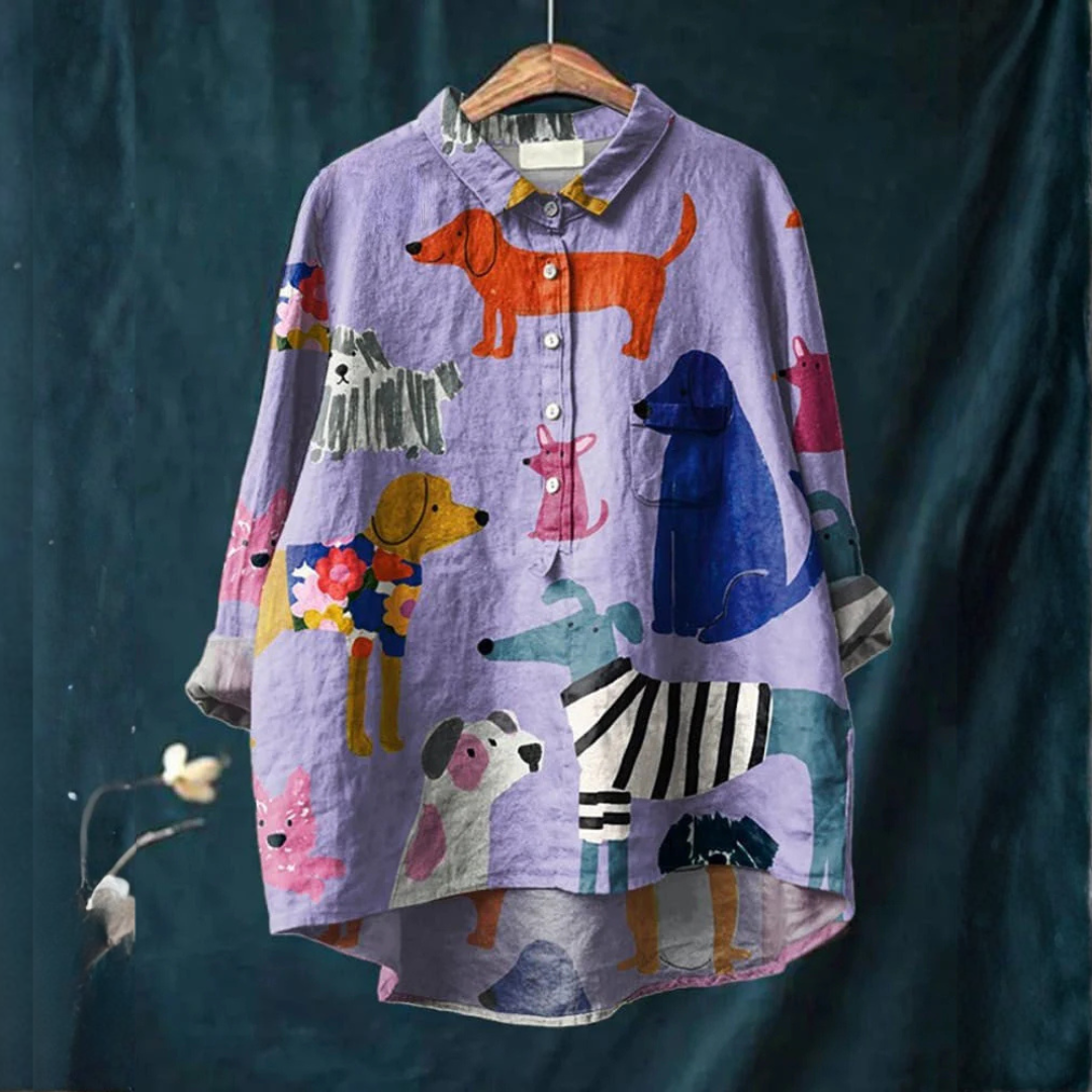 Isadora™ | Blouse en Lin Intemporelle avec Motif