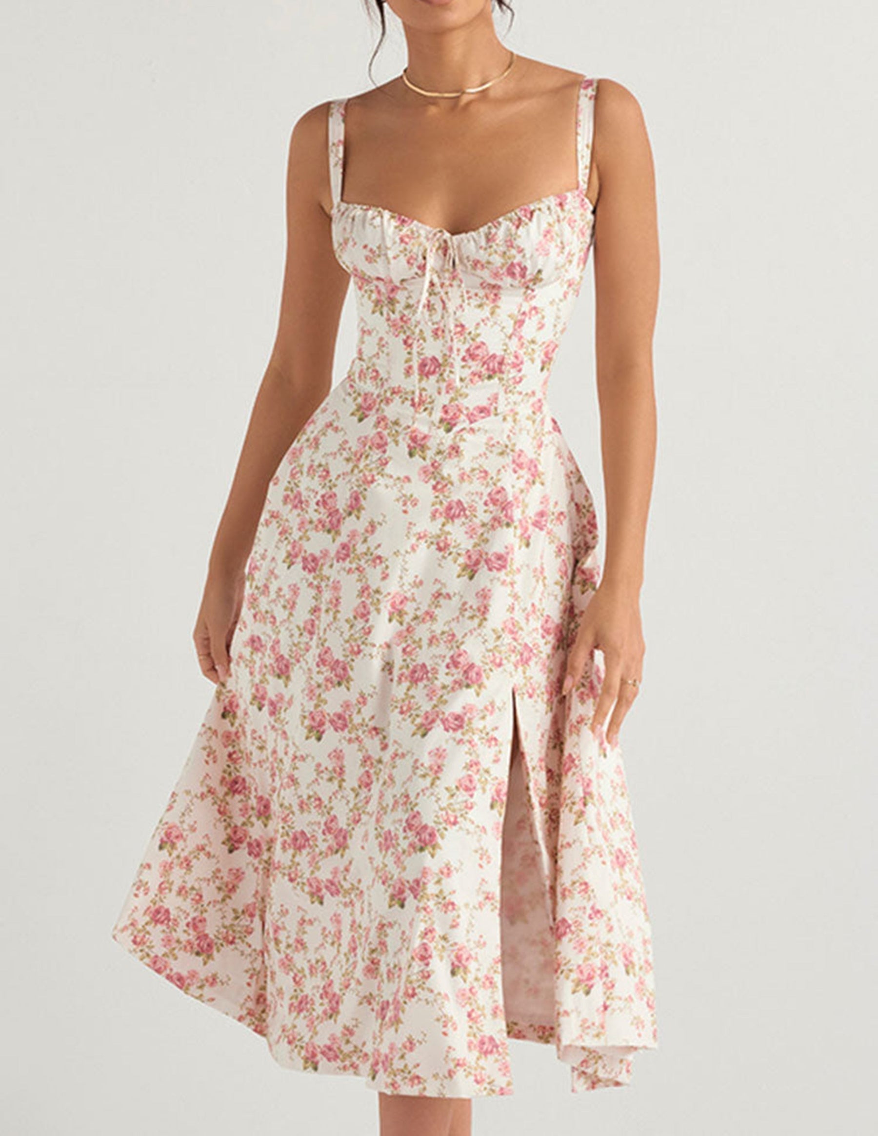 Robe Chemise Zigzag avec Imprimé de Roses
