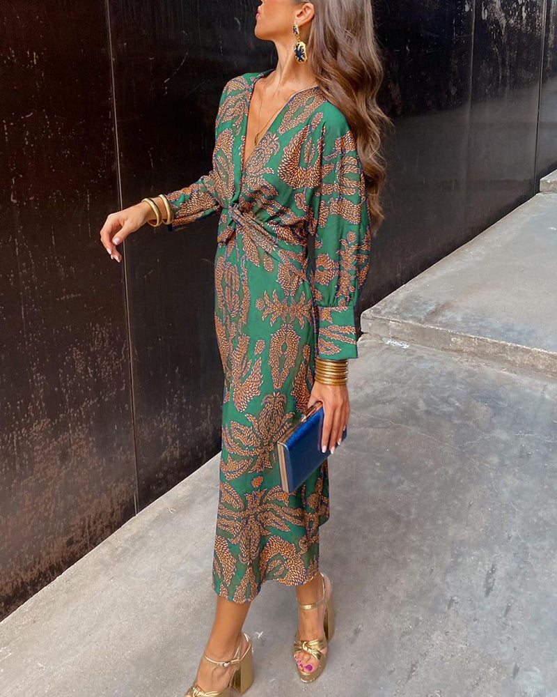Isadora – Robe Midi Élégante avec Imprimé de Charme Intemporel
