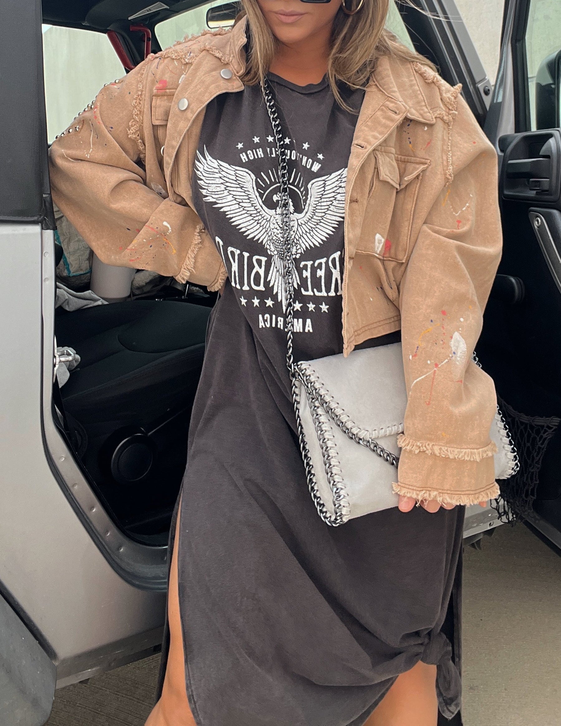 Robe Midi avec Imprimé Oiseau