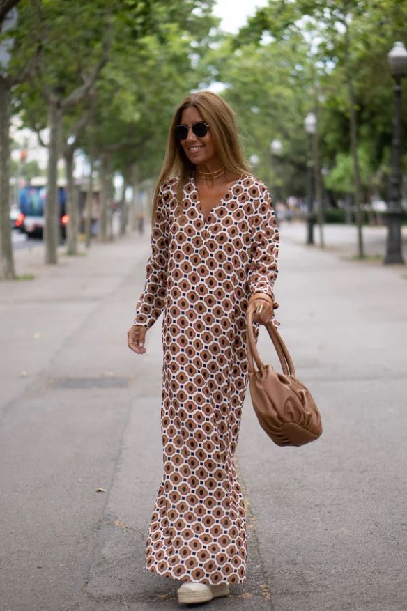 GABRIELLA | Robe Longue avec Imprimé Géométrique et Coupe Élégante pour Toutes les Occasions