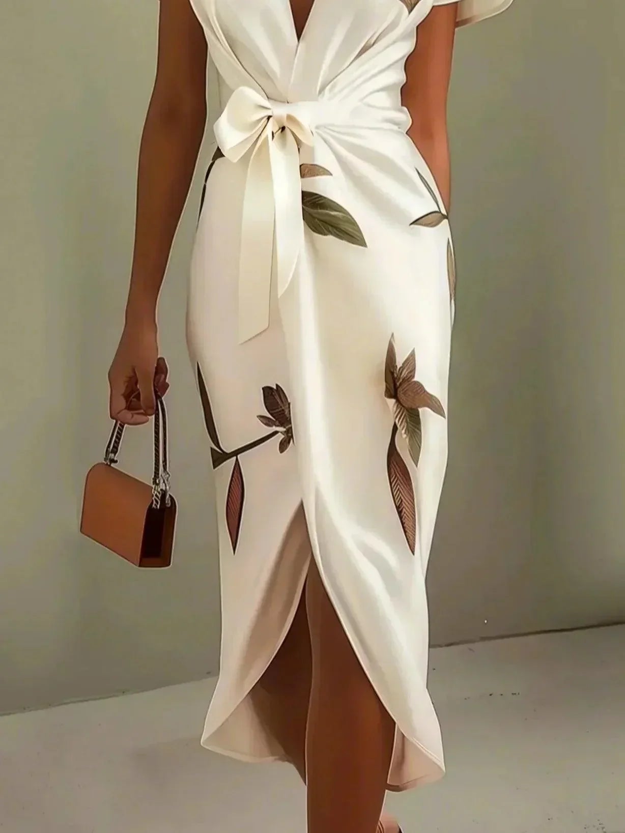 MADISON | Robe Midi Wrap Botanique pour une Élégance Intemporelle