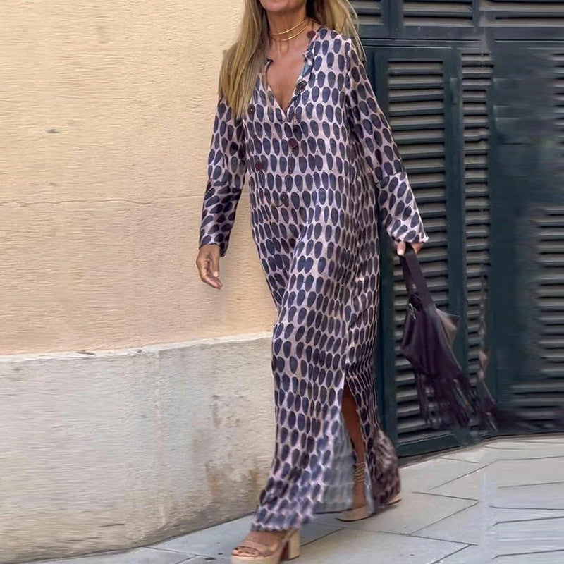 GABRIELLA | Robe Longue avec Imprimé Géométrique et Coupe Élégante pour Toutes les Occasions
