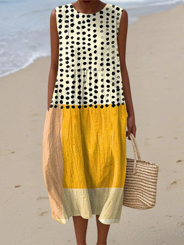 Leah™ | Robe midi colorblock à pois