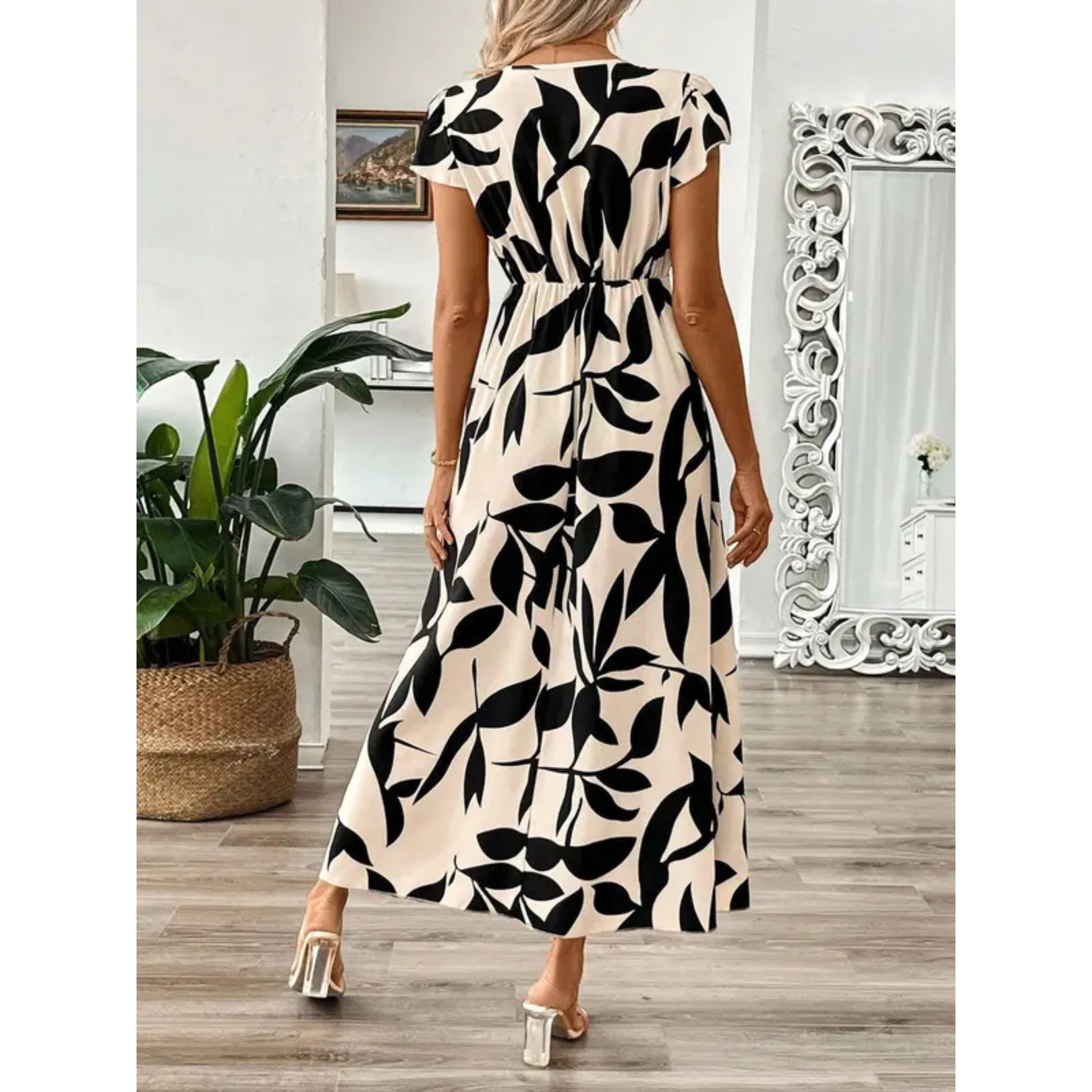 CLARA | Robe Maxi Florale avec Décolleté en V Croisé pour un Port Élégant au Quotidien