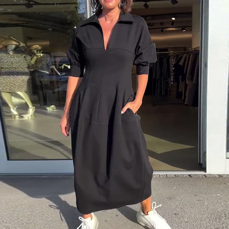 CATERINA | Robe Midi avec Ligne Élégante et Confort Maximum du Matin au Soir