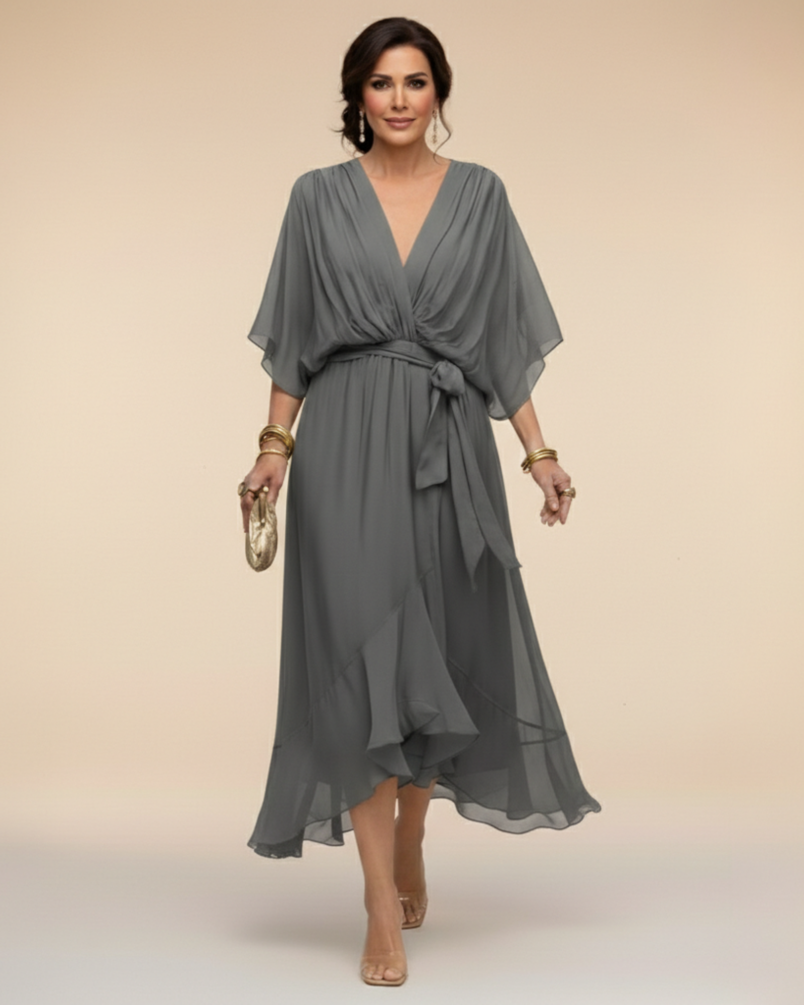Julieta | Robe en chiffon décolleté en V
