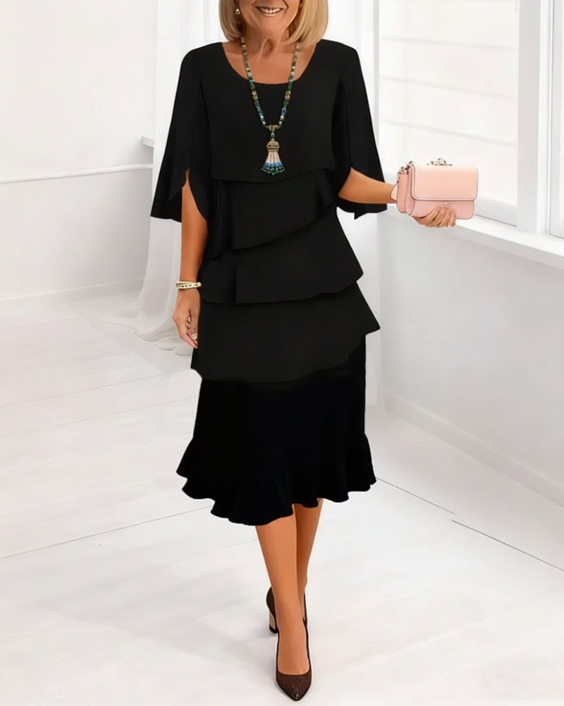 Renata | Robe midi élégante avec des manches style volants
