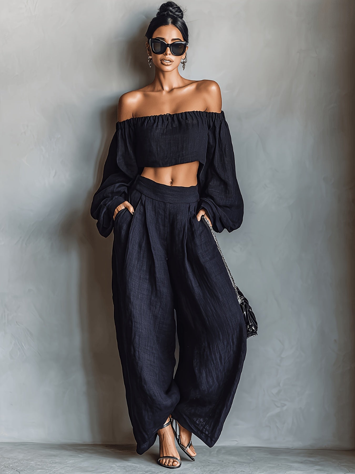 Tiana || Ensemble décolleté hors-épaule avec pantalon large
