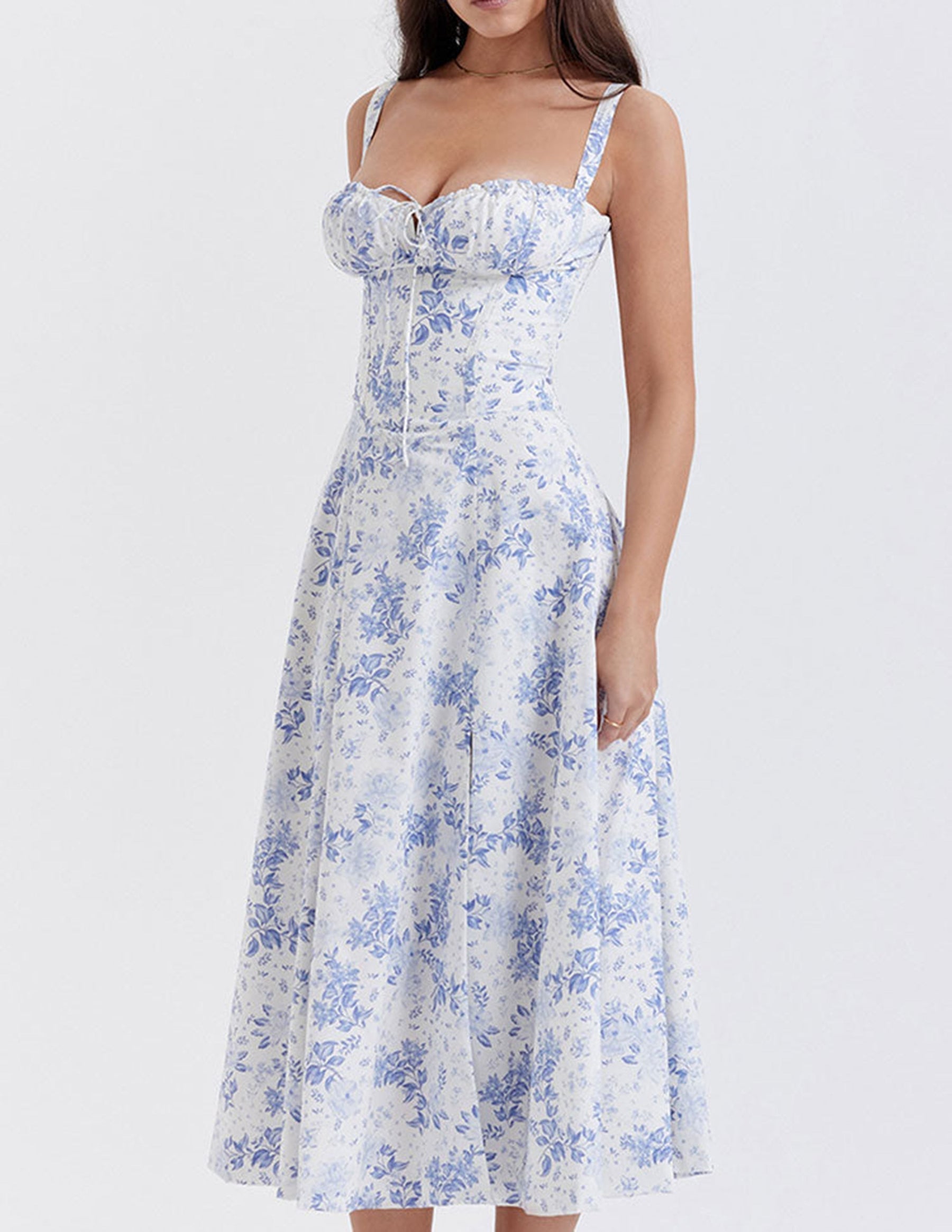 Robe Chemise Zigzag avec Imprimé de Roses