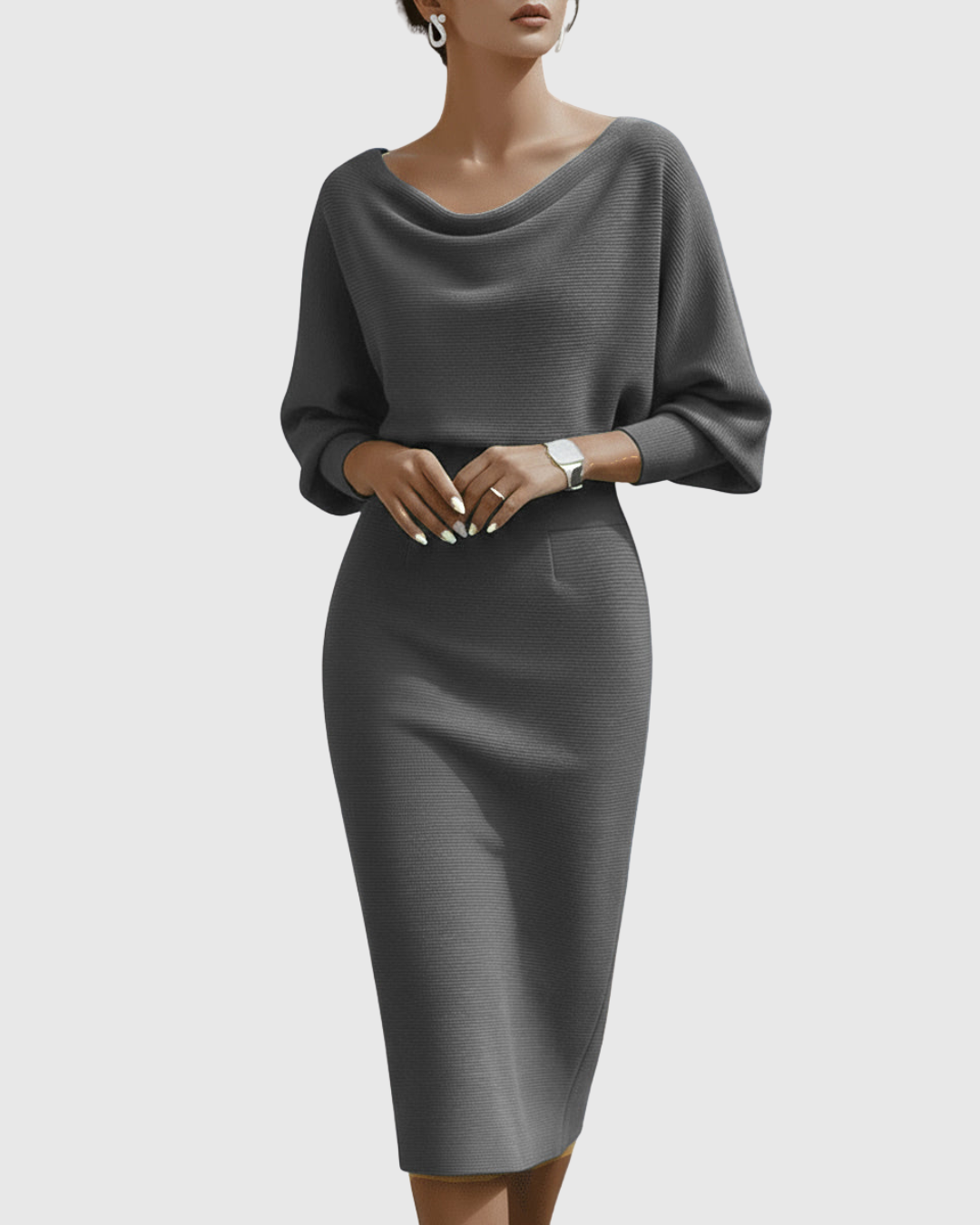 ISMERIA | Robe midi avec manches chauve-souris