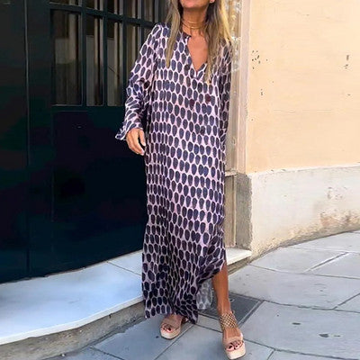 GABRIELLA | Robe Longue avec Imprimé Géométrique et Coupe Élégante pour Toutes les Occasions
