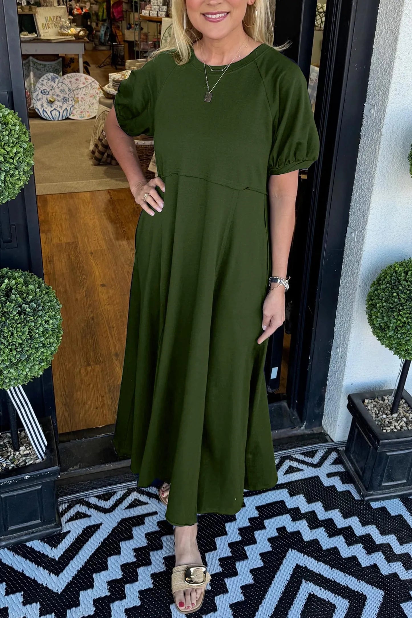 ODETTE | Robe Maxi à Manches Bouffantes pour une Grâce et un Confort Flatteurs