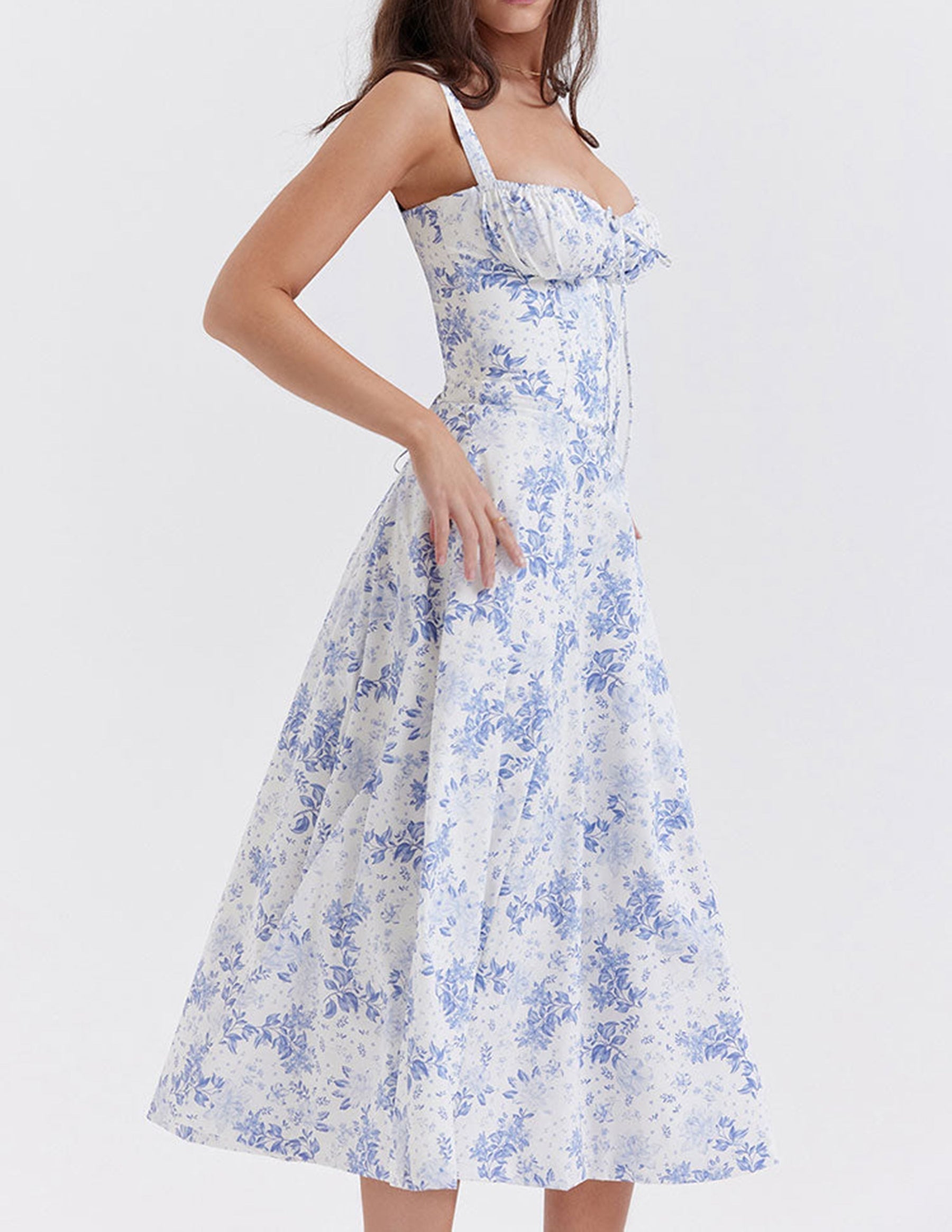 Robe Chemise Zigzag avec Imprimé de Roses