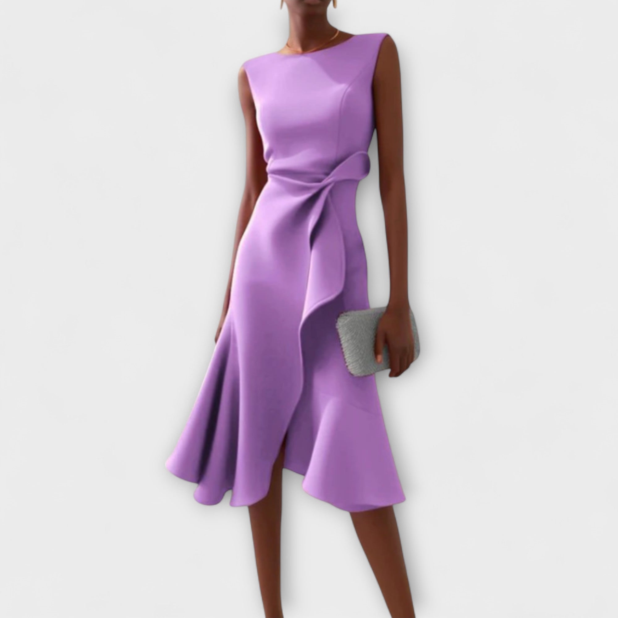 Juliette – Robe Midi Asymétrique avec Drapé