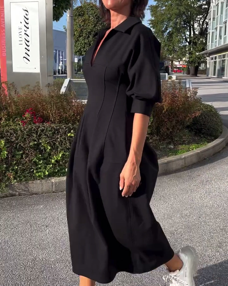 CATERINA | Robe Midi avec Ligne Élégante et Confort Maximum du Matin au Soir