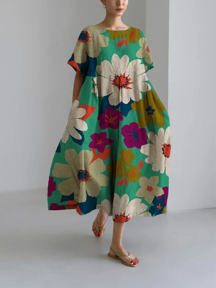 VITTORIA | Robe Midi avec un Motif Floral Audacieux et un Confort Léger pour des Jours Animés