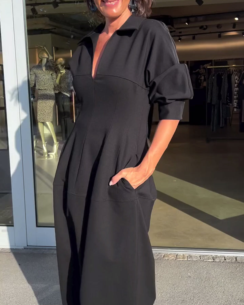 CATERINA | Robe Midi avec Ligne Élégante et Confort Maximum du Matin au Soir
