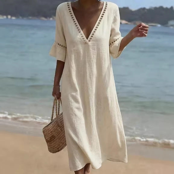 ELARA | Robe Maxi Aérée Confort Flatteur Style Côtier