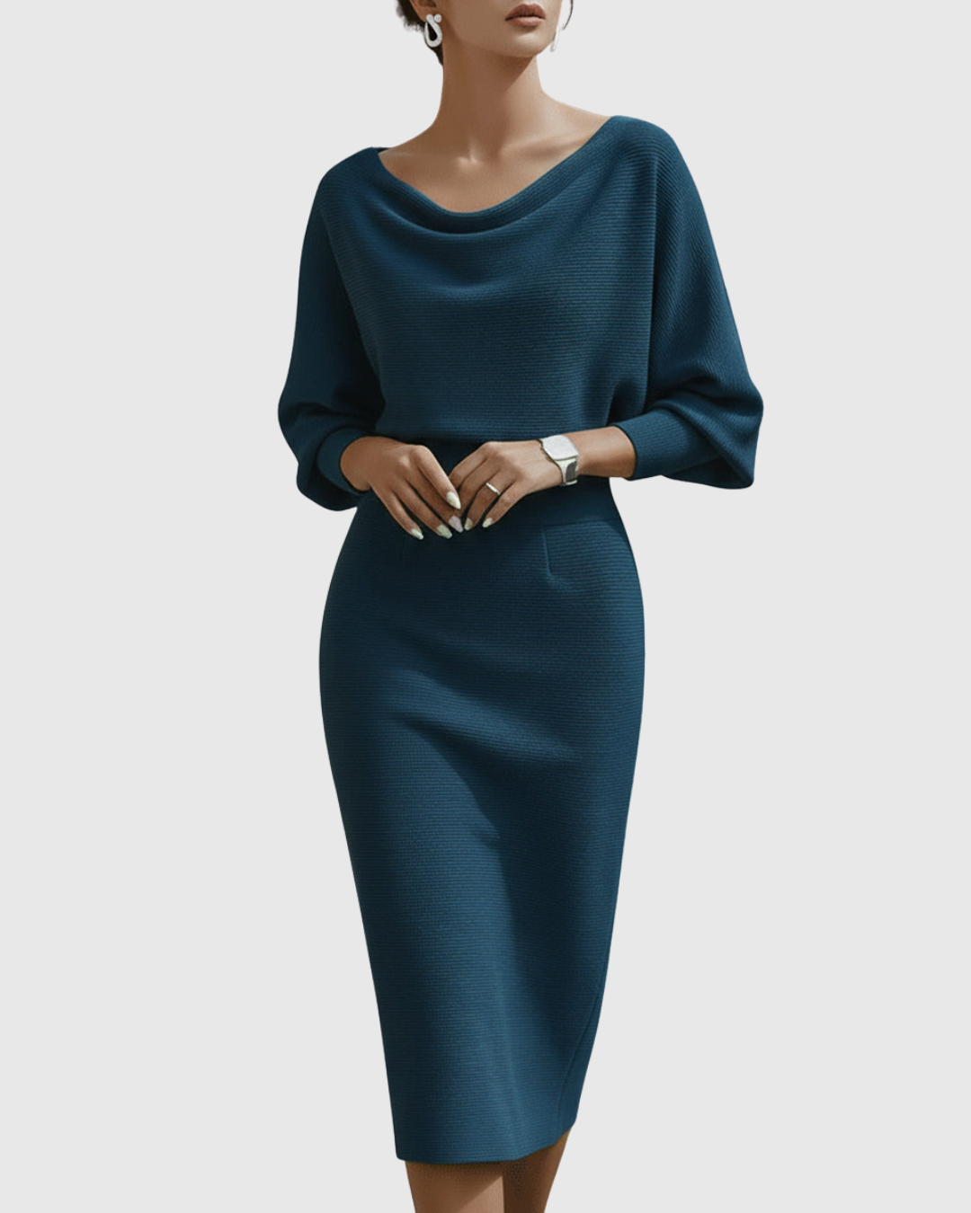 ISMERIA | Robe midi avec manches chauve-souris