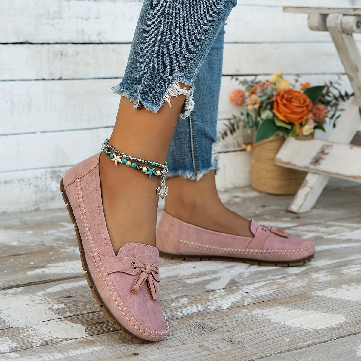 Bella - Mocassins classiques avec détail de pompons