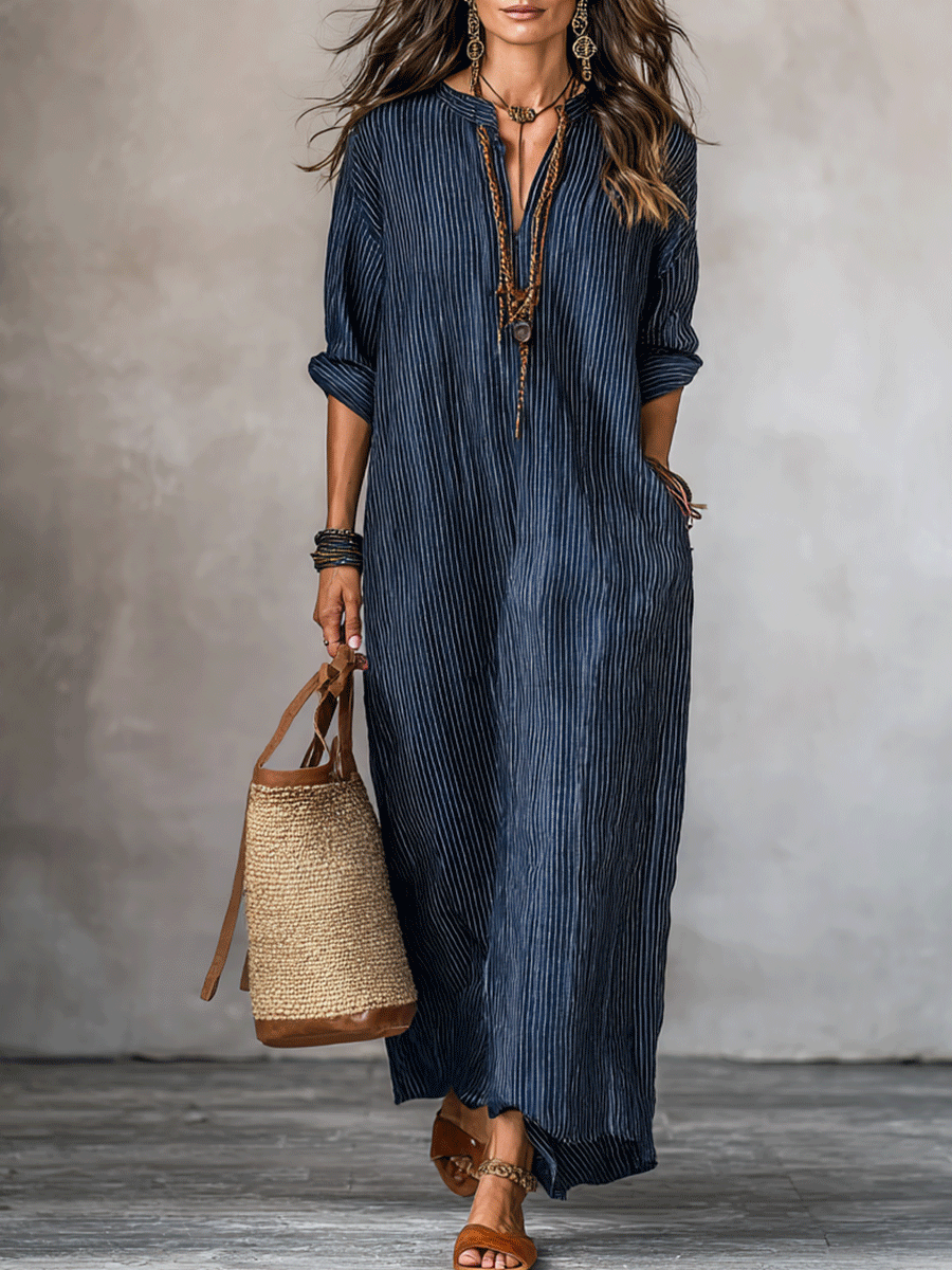 Robe maxi ample indigo de style nomade