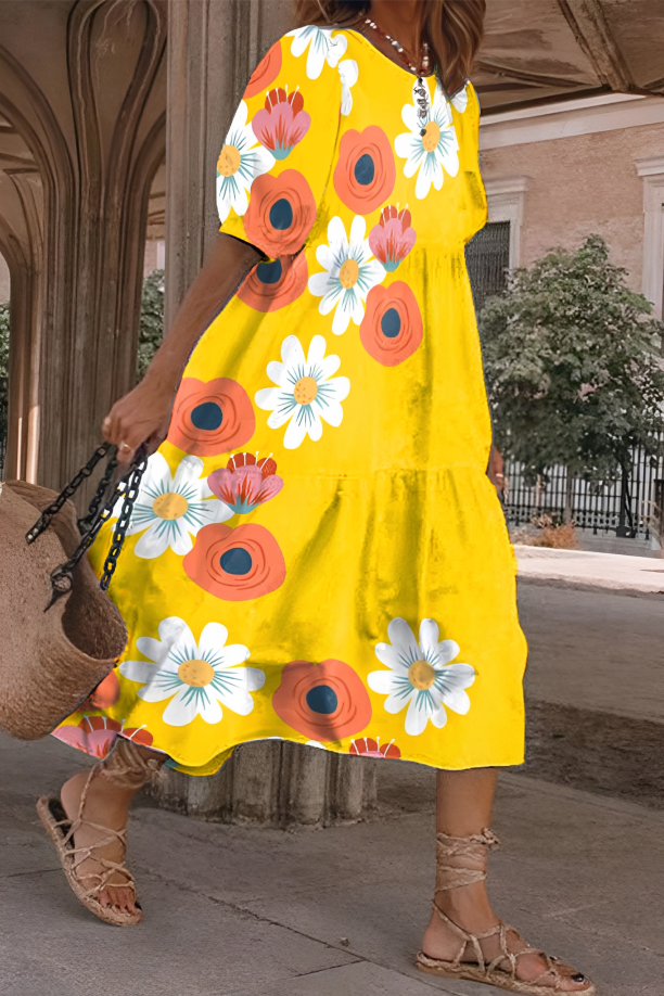 Iris | Robe Midi Élégante et Confortable