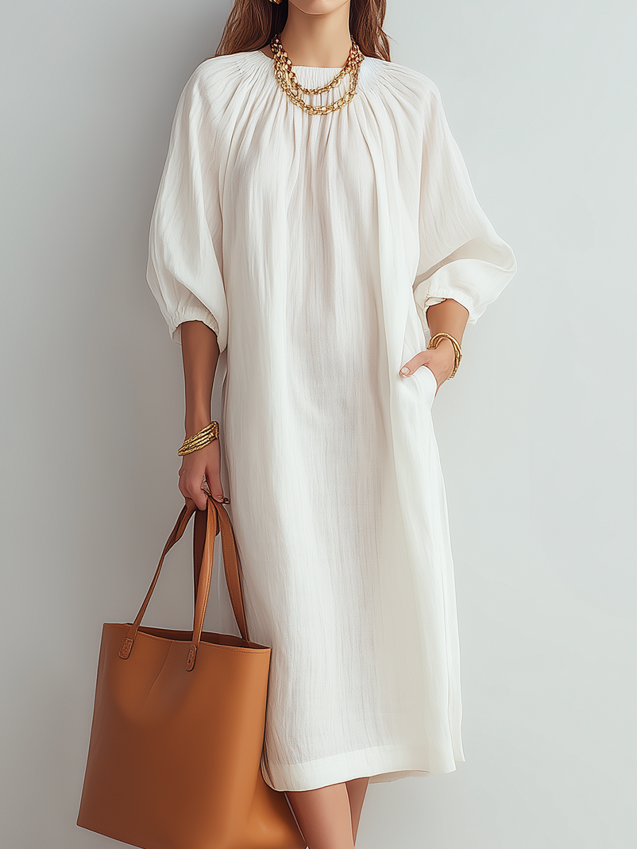 Robe midi crème à coupe décontractée