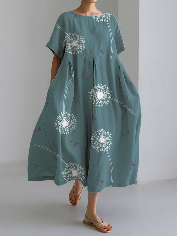 GABRIELLA | Robe Maxi d'Été avec Confort Total et Imprimé Pissenlit pour des Moments de Liberté