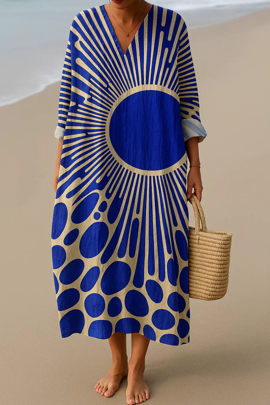 ELARA™ | ROBE EN COTON BLEU SOLEIL - INSPIRÉE PAR L'ART