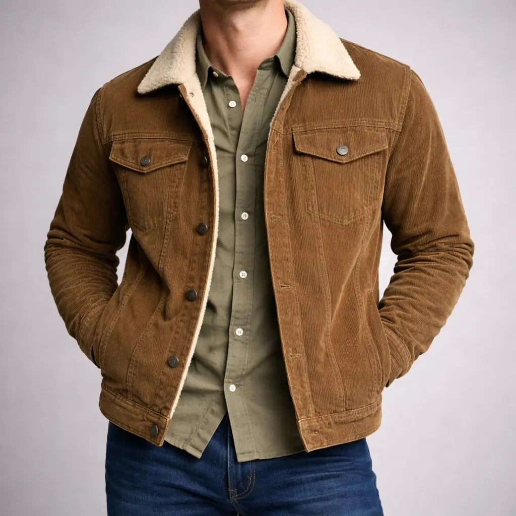 TIAGO | Veste en Velours Côtelé Vintage Minimaliste