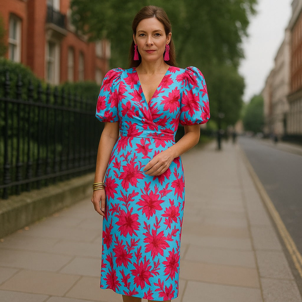Noor™ | Robe Mi-Longue à Manches Bouffantes