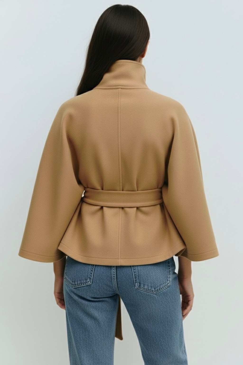 Chloe™ | Veste Cape à Col Montant avec Ceinture