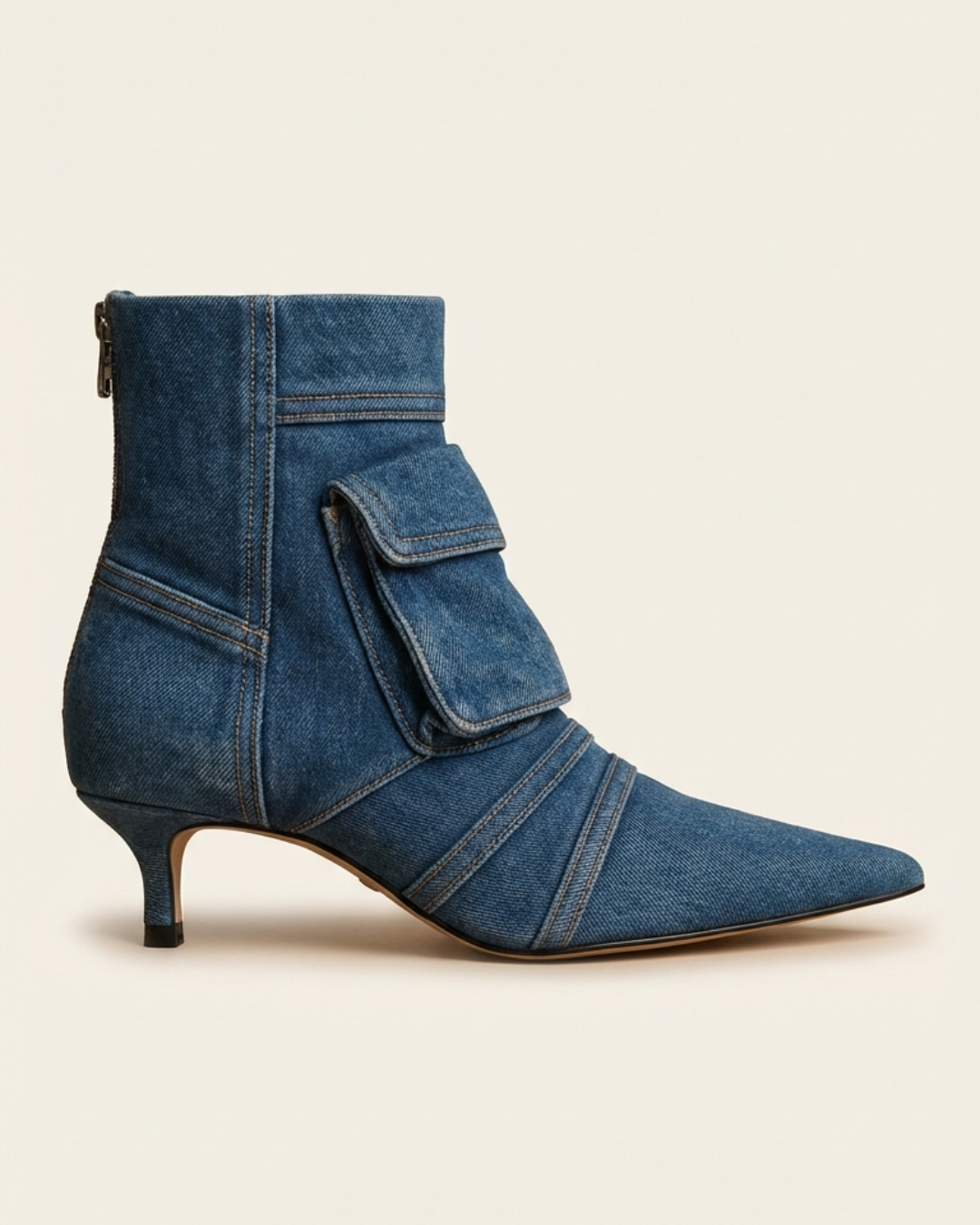 Vega - Bottines de design cargo en tissu denim