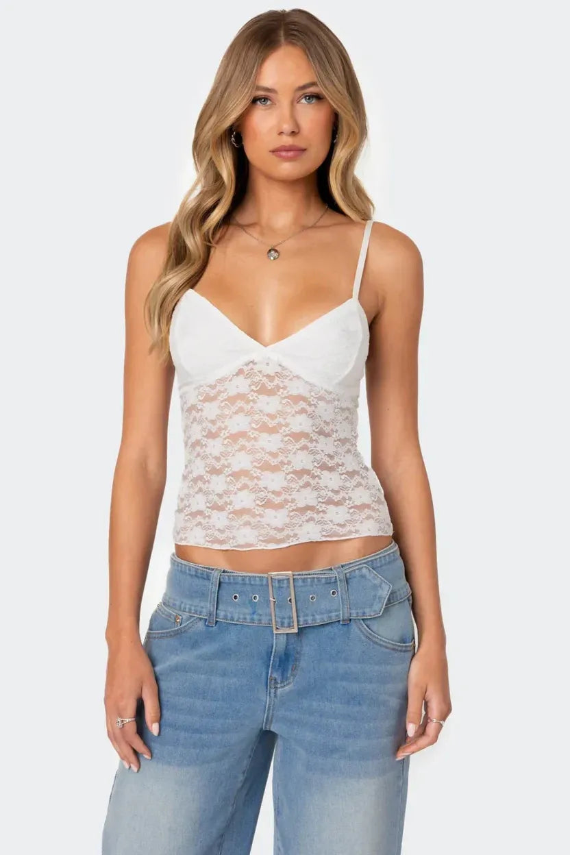 Lara™ – Top Transparent en Dentelle