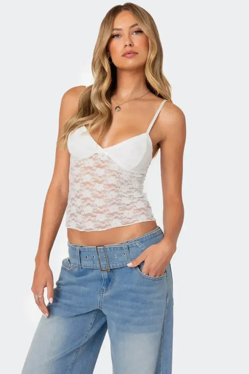 Lara™ – Top Transparent en Dentelle