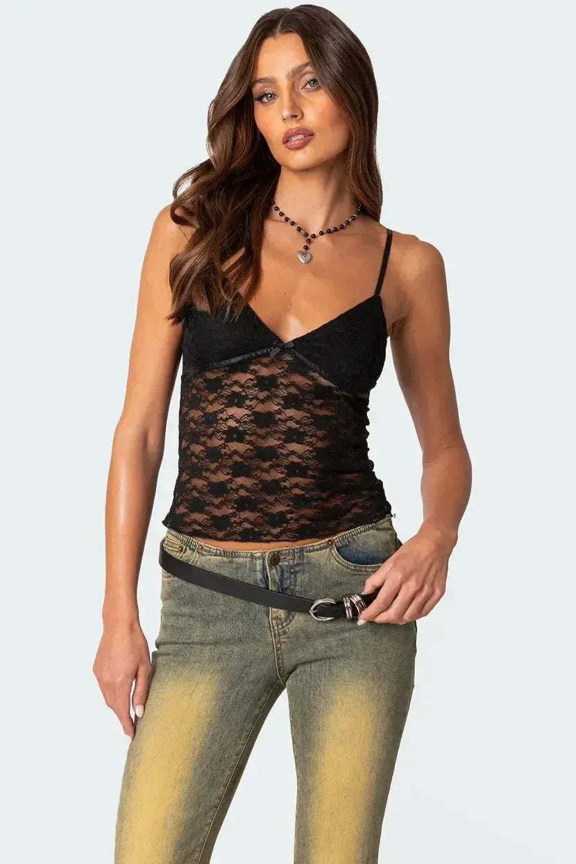 Lara™ – Top Transparent en Dentelle