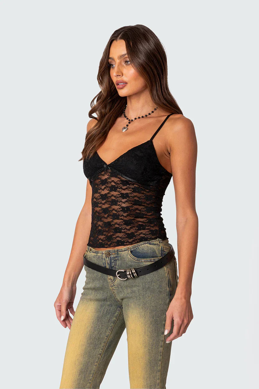 Lara™ – Top Transparent en Dentelle